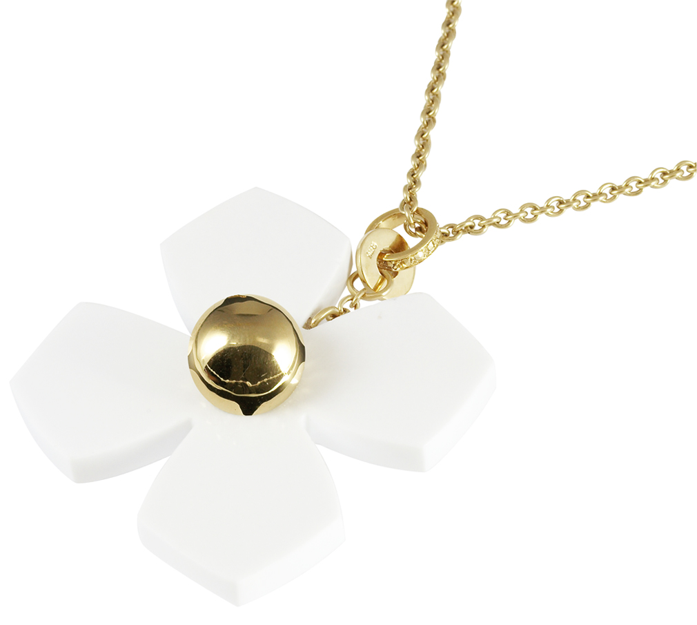 Cai Jewels 925 Sterling Silver White Agate 90cm Floral Necklace