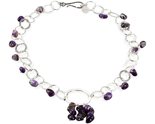 Mishca Jewels Sterling Silver Amethyst Circle 47cm Necklace
