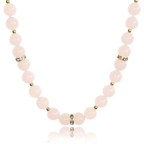 Mishca Jewels Rose Quartz Gold Plated Sterling Sivler 44cm Necklace