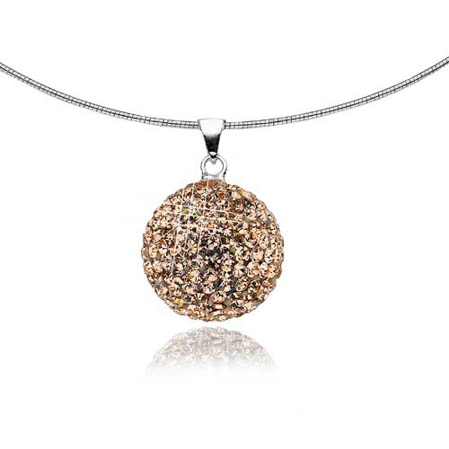 Mishca Jewels Sterling Silver Rose Crystal Sphere Necklace
