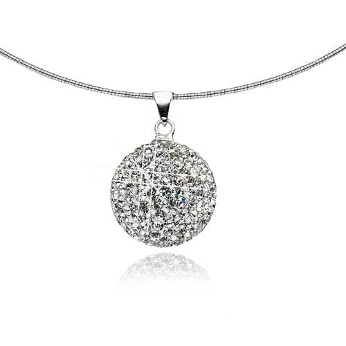 Mishca Jewels Sterling Silver Crystal Sphere Necklace