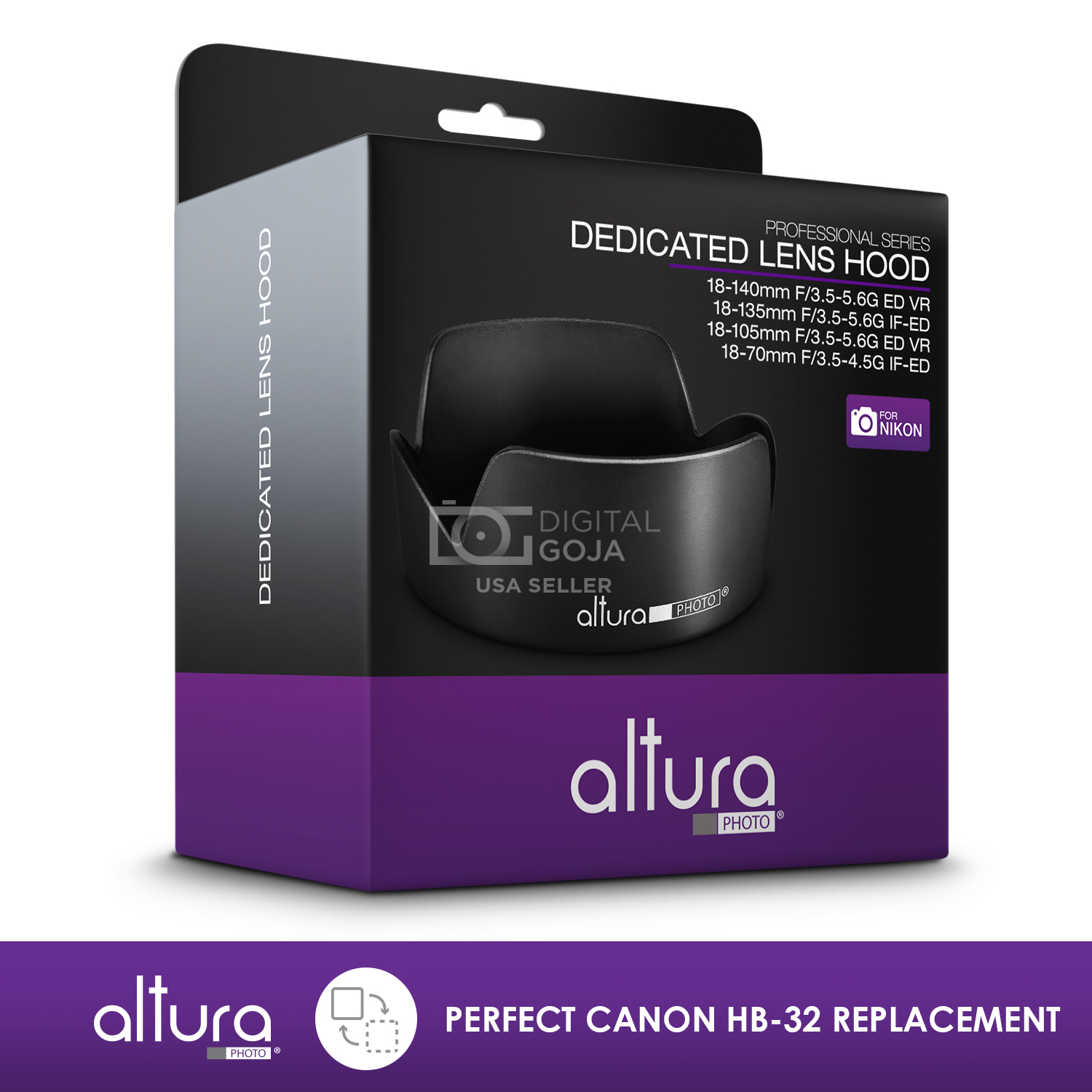 HB32 Dedicated Altura Photo® Lens Hood for Nikon 18140mm 18135mm 18