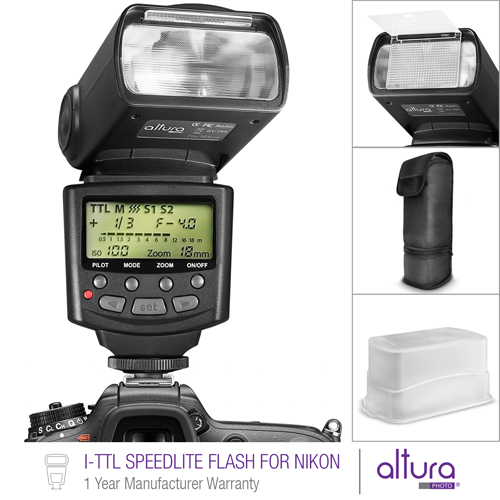 Altura Photo I TTL Flash Kit for Nikon DSLR D7100 D7000 D5300 D5200