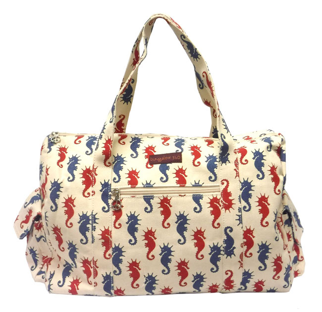 Bungalow360 Vegan COTTON Duffle GYM Bag TRAVEL Tote ALPACA SEAHORSE or