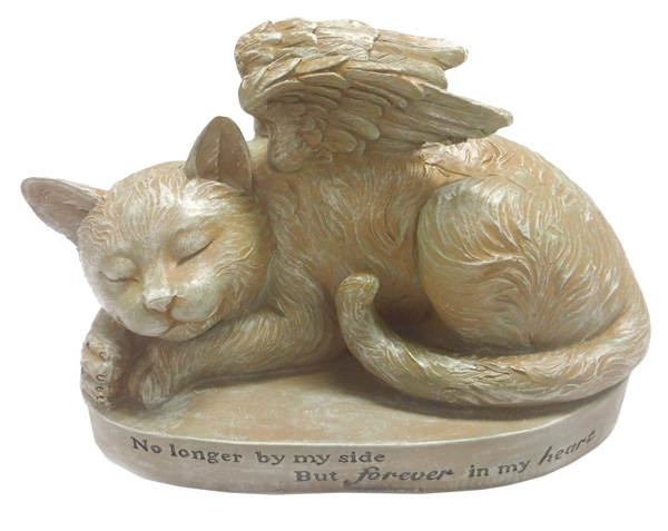 Pure Garden 50-LG1101 Memorial Statue-Sleeping Angel Cat Remembrance Keepsake Sculpture Grave Marker Stone Figurine To Honor A Cherished Pet