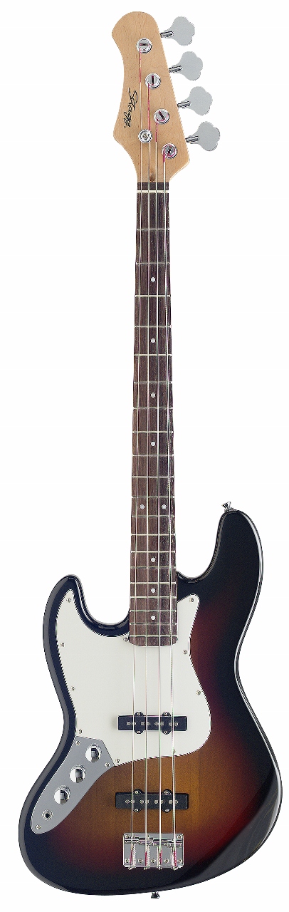 Stagg B300LH-SB Left-Handed Standard Jazz Bass Guitar Sunburst