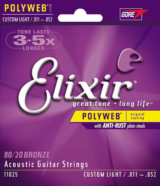 Elixir 11025 Polyweb Custom Lt Ac Guitar Strings 11-52