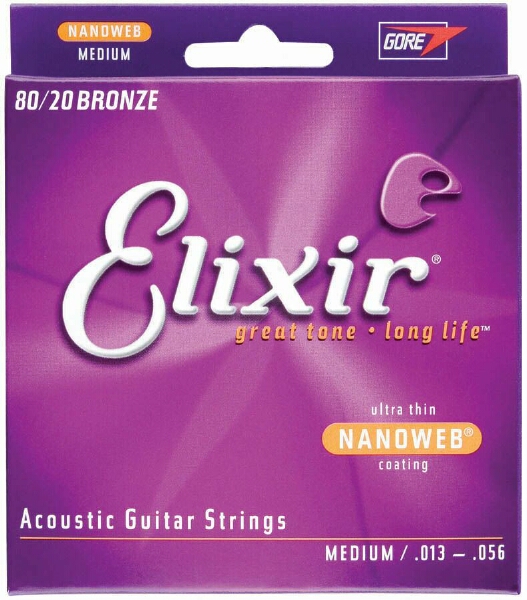 Elixir 11102 Medium NanoWeb Ac Guitar Strings 13-56