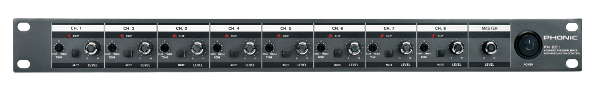 Phonic PM801 8-Channel Mixer with Tone Control