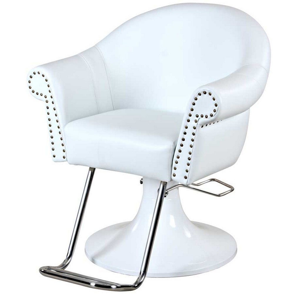 "Lockhart" White Salon Styling Chair, White Round Base eBay