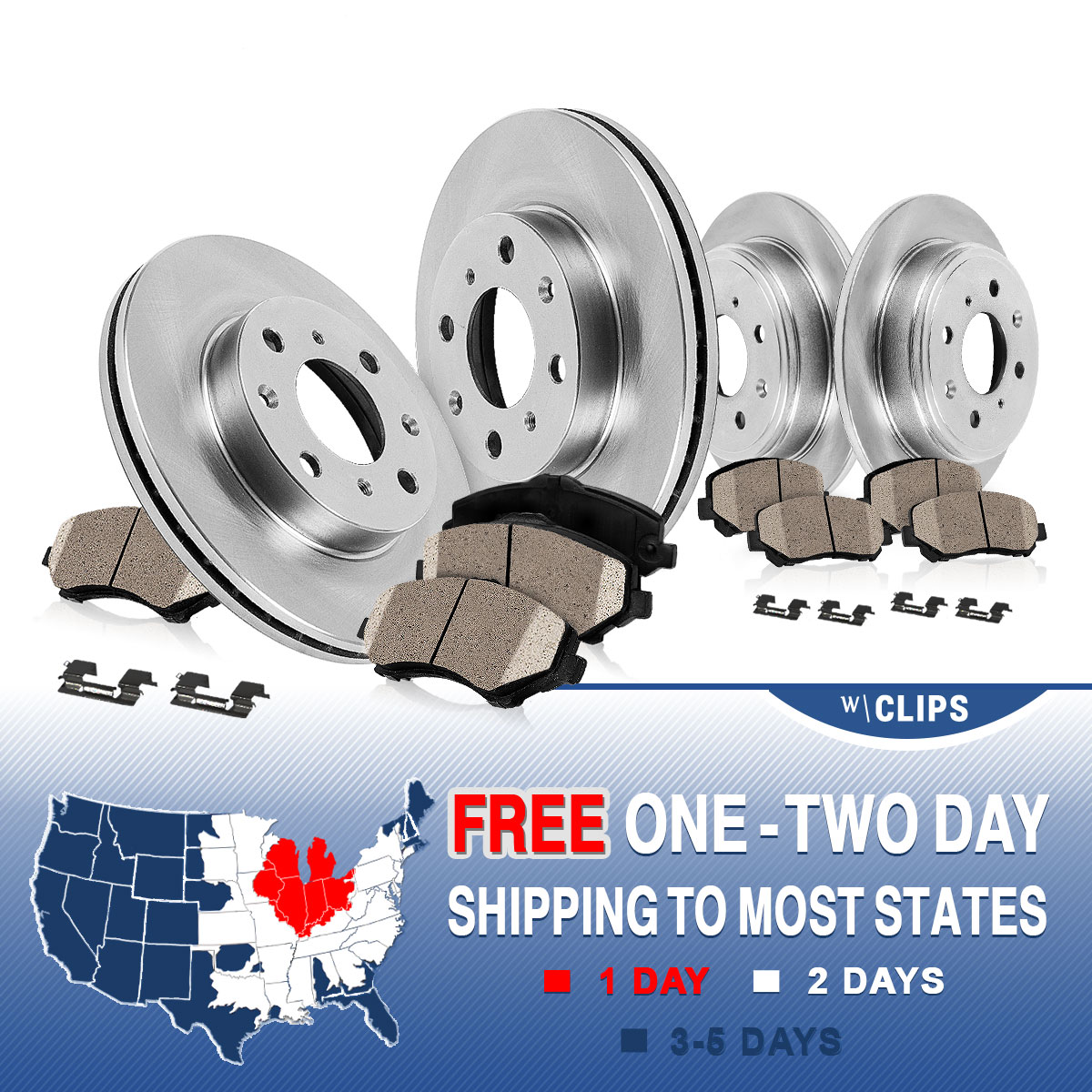 Front and Rear Brake Disc Rotors Ceramic Pads Kit 1999 2000 HONDA CIVIC