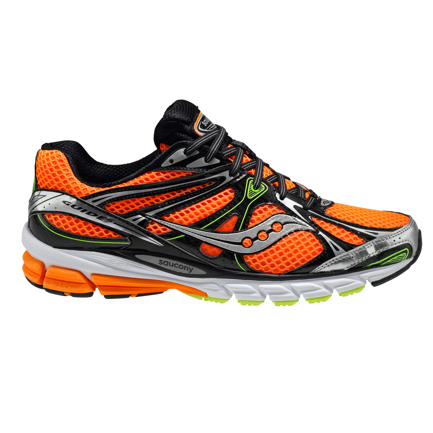 Mens Saucony Progrid Guide 6 ViZiProOrange-Black-Citron 8.5