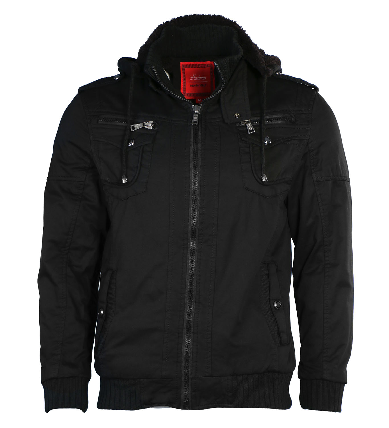 Maximos Men's Sherpa Lined Sahara Hooded Multi Pocket Bomber Jacket | eBay