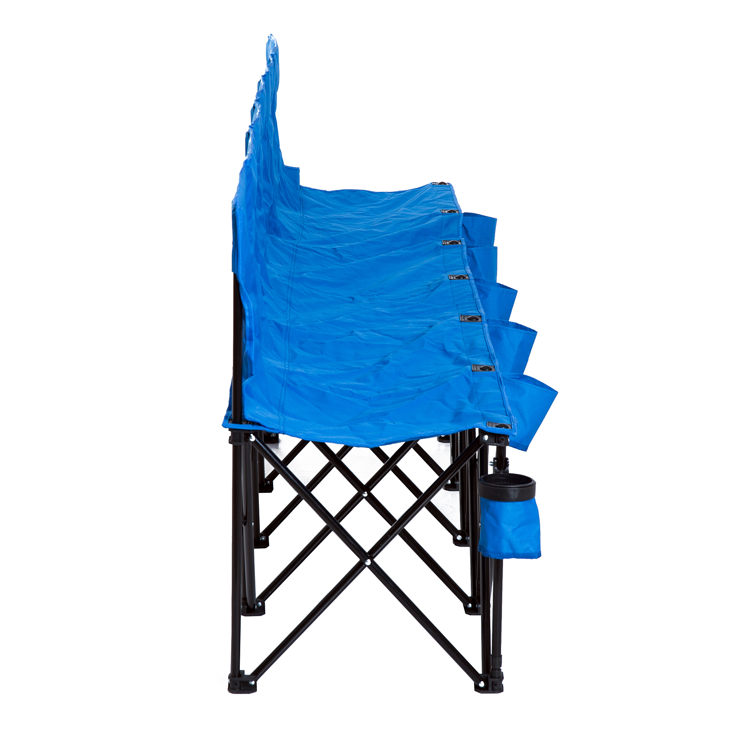 Folding Bench 6 Seat Camping Cup Holder Picnic Steel Blue Outdoor Garden