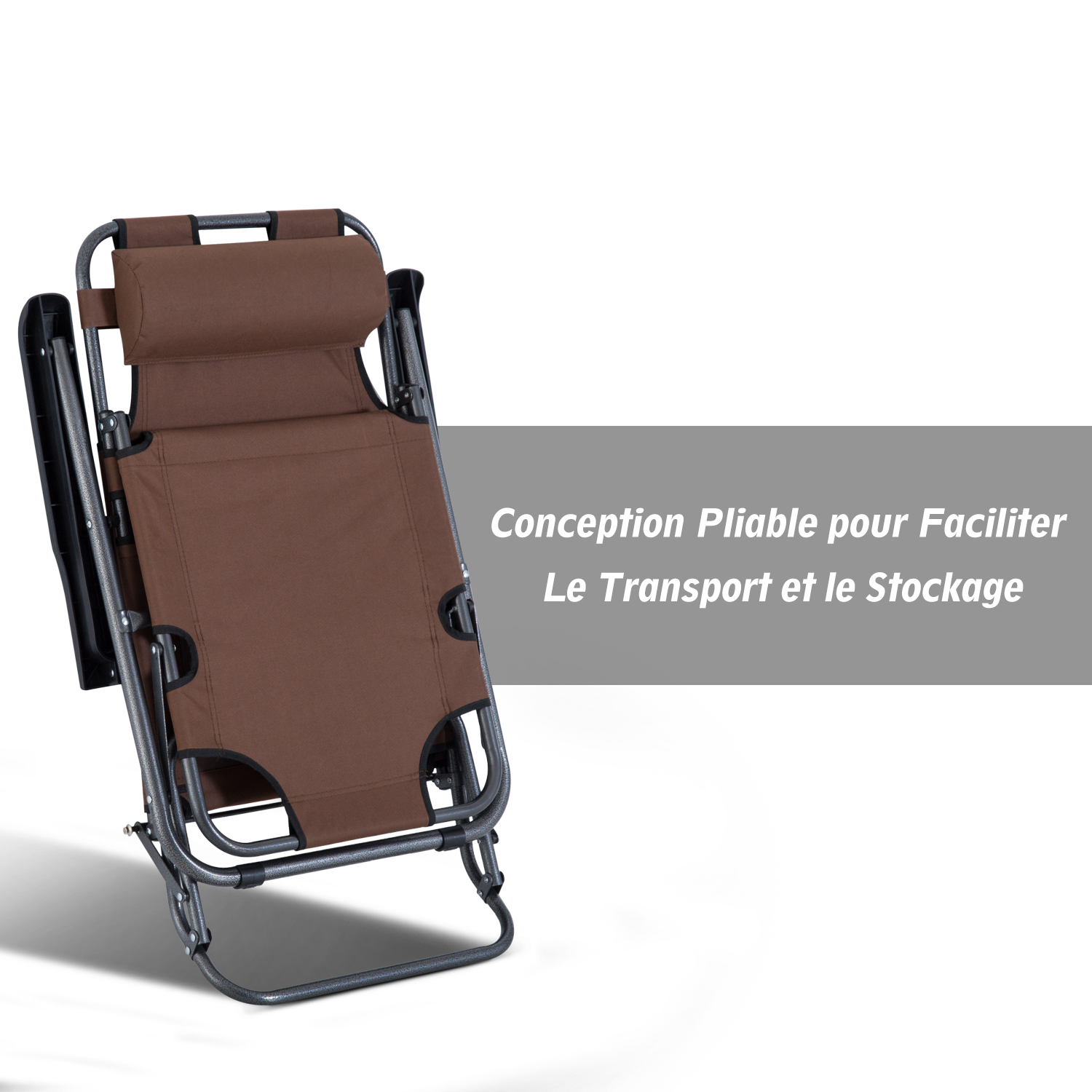Outsunny Bain de soleil chaise longue transat de jardin