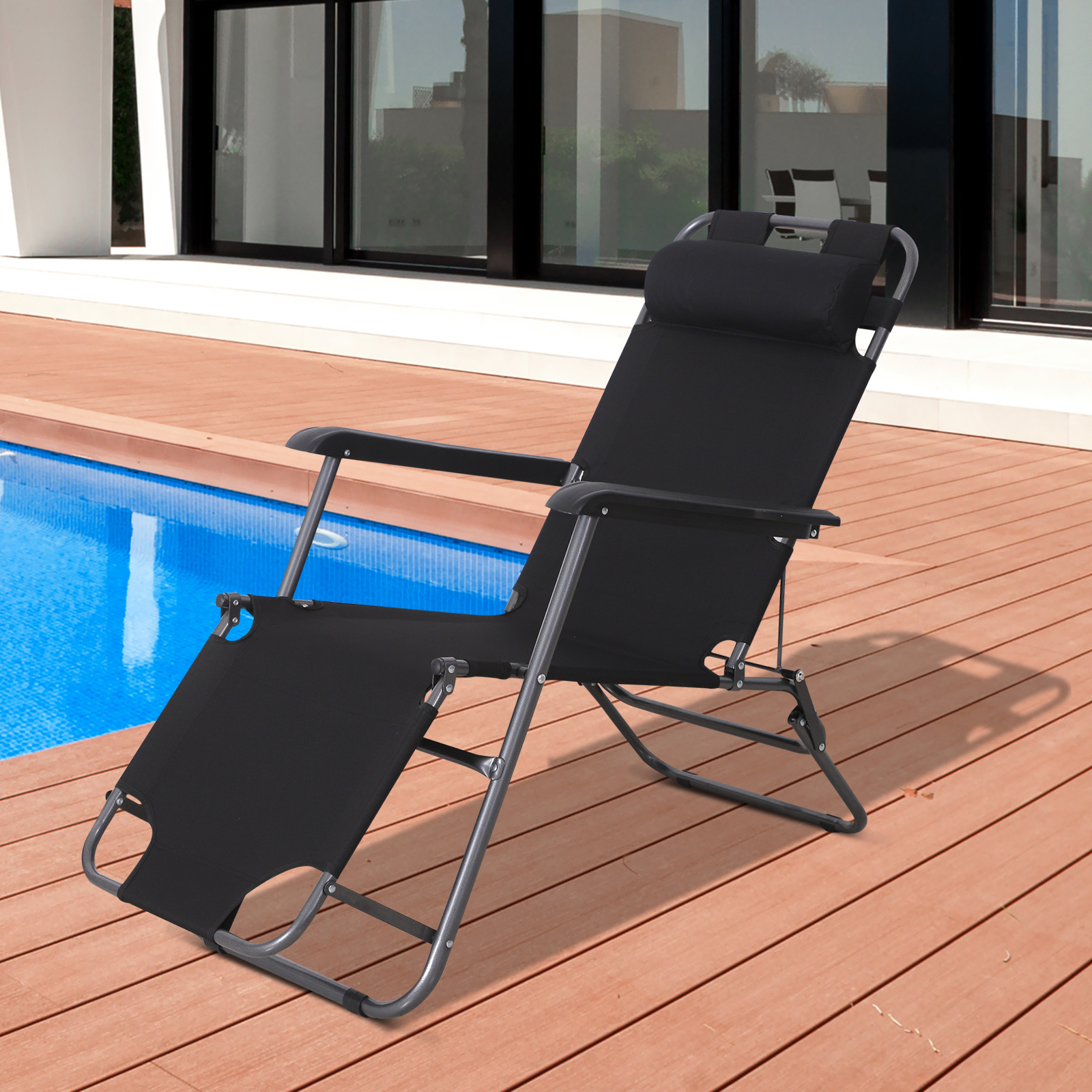 Bain de soleil chaise longue transat de jardin pliable oxford