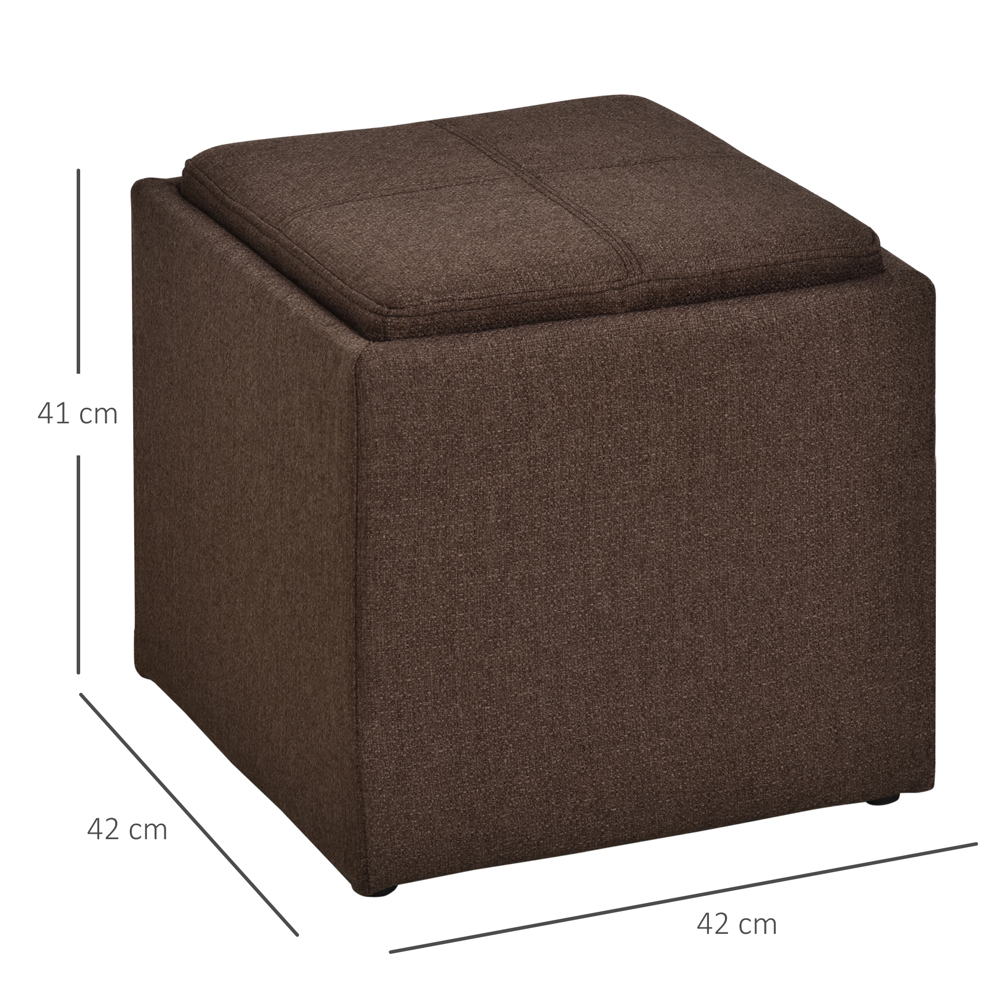 HOMCOM Sitzhocker mit Stauraum Fußhocker Polsterhocker Leinen 42x42x41cm 2 in