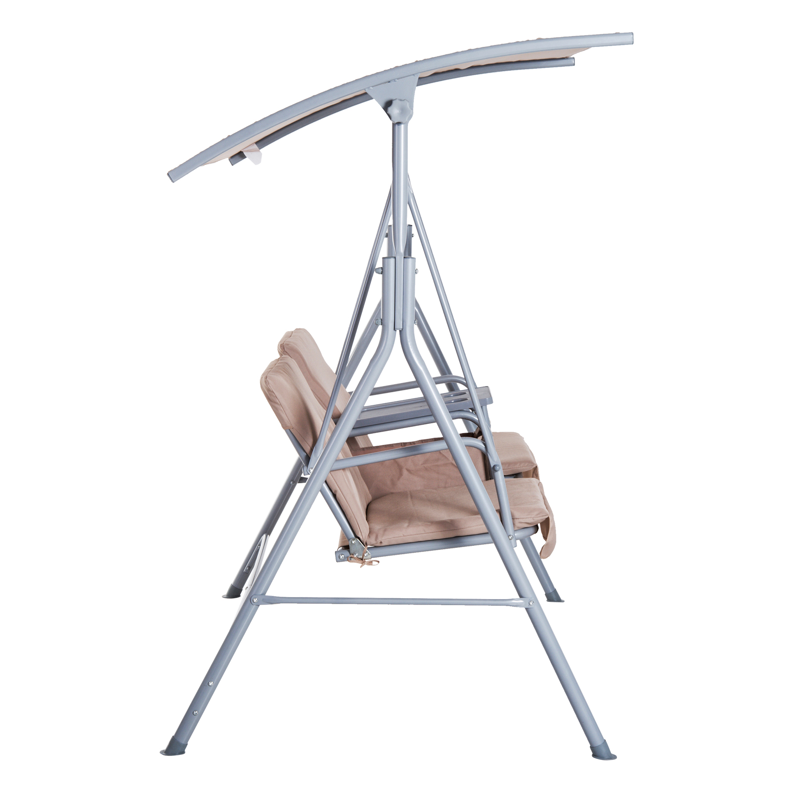 Outsunny Hollywoodschaukel Gartenschaukel 2-Sitzer mit Sonnendach Beige//Grau