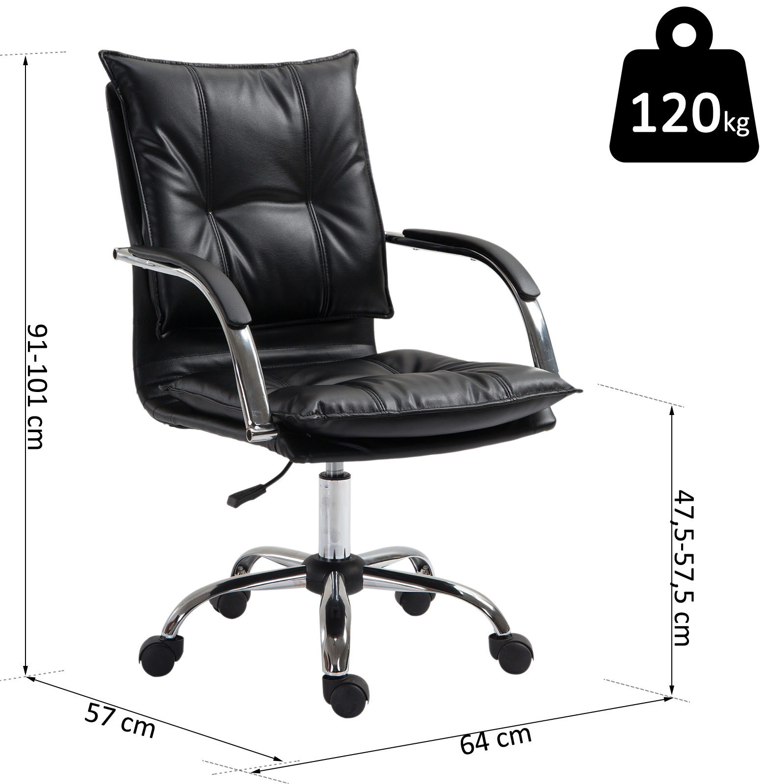 Vinsetto Bürostuhl Drehstuhl höhenverstellbar rollbar Polsterstuhl Chefsessel PU