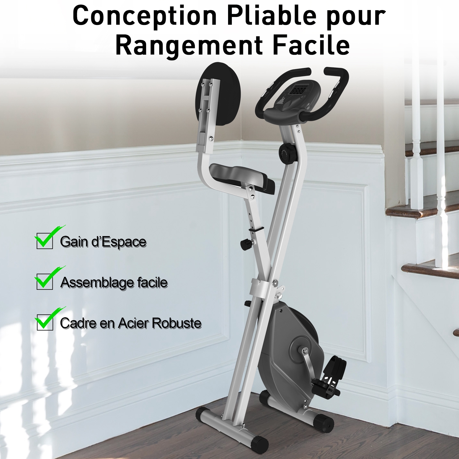 HOMCOM Heimtrainer Fahrradtrainer mit 8 stufig Magnetwiderstand Gelb//Schwarz