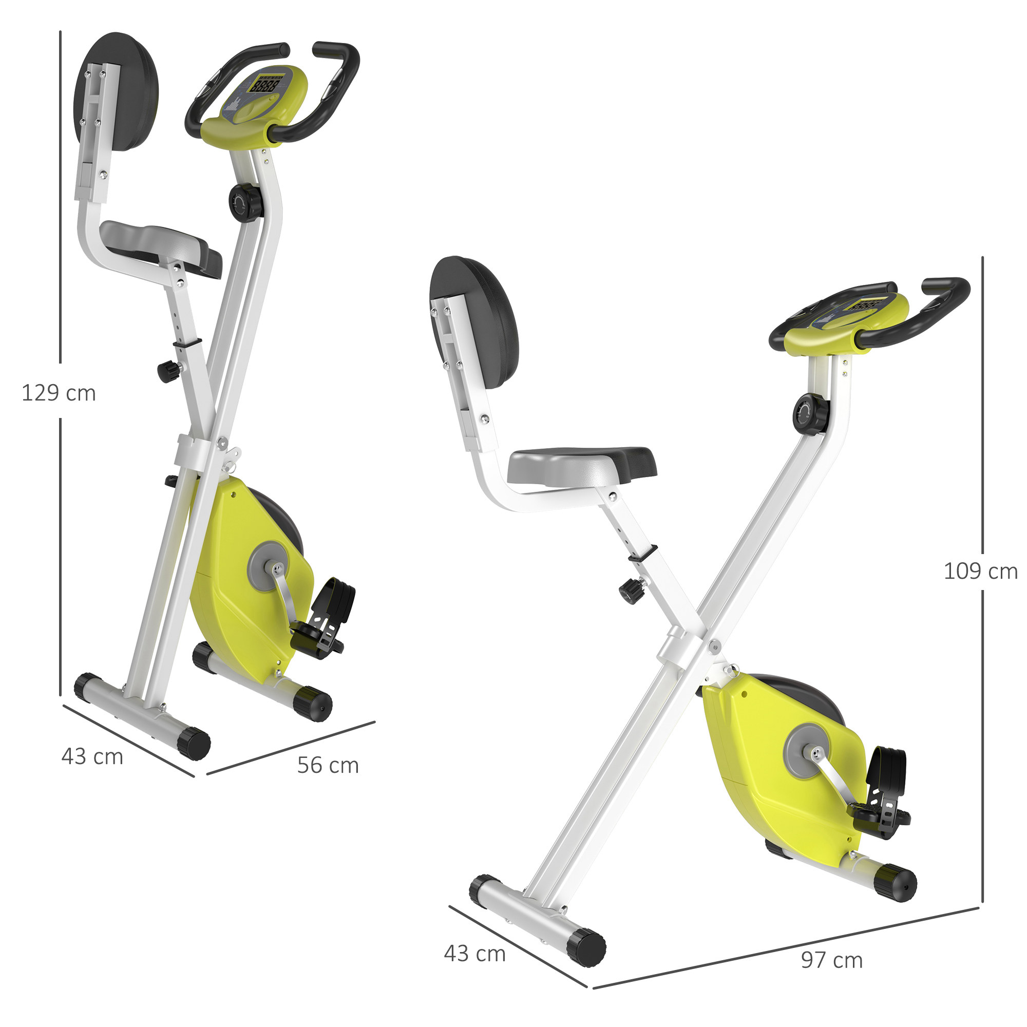 HOMCOM Heimtrainer Fahrradtrainer mit 8 stufig Magnetwiderstand Gelb//Schwarz