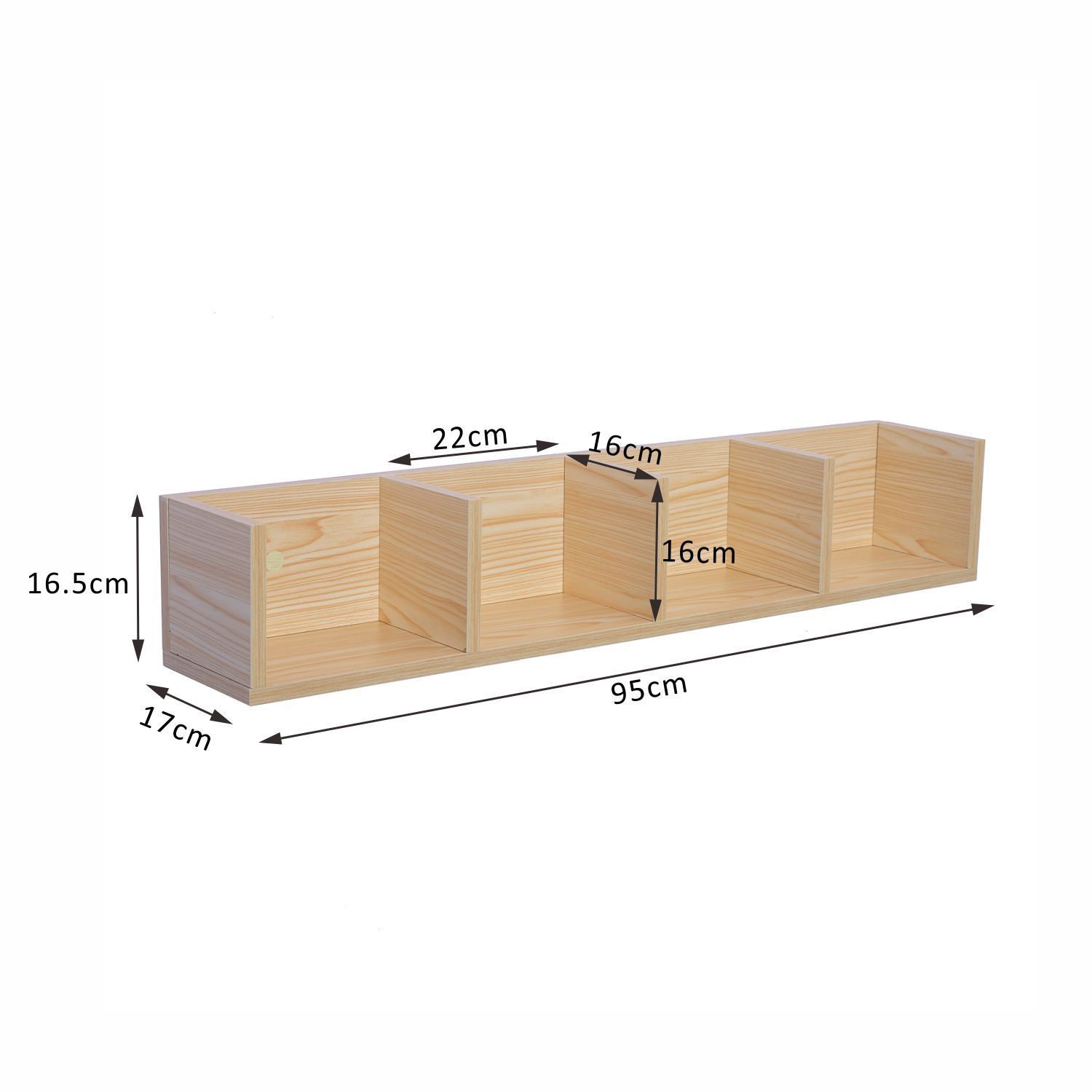 Modern Wall Mount Storage Shelf CD Media Storage Rack Wooden Unit 4 Cubes