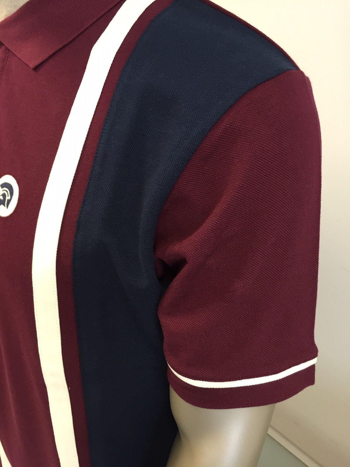Trojan TR//8183 maroon short sleeve stripe front pique polo shirt size small-3XL
