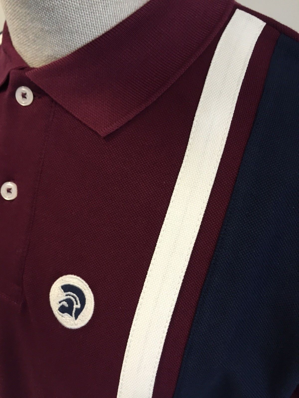 Trojan TR//8183 maroon short sleeve stripe front pique polo shirt size small-3XL