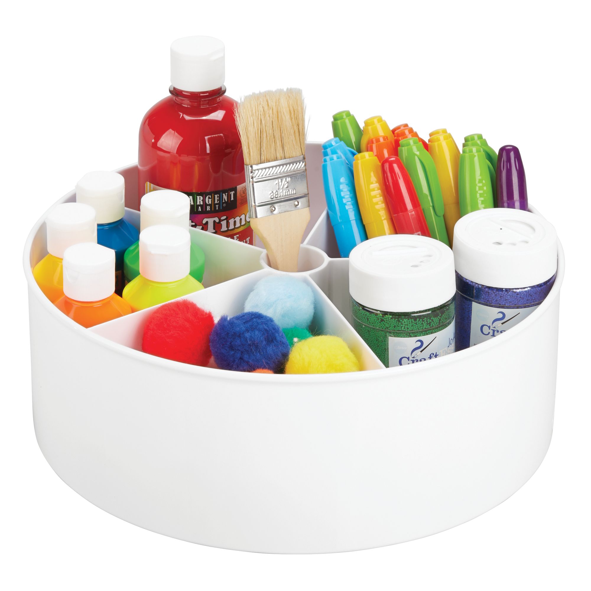 11.5/" Round mDesign Plastic Art//Craft//Sewing Divided Storage Turntable
