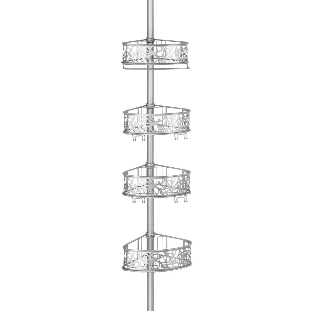mDesign Shower Pole Caddy Vine Pattern Adjustable Constant Tension