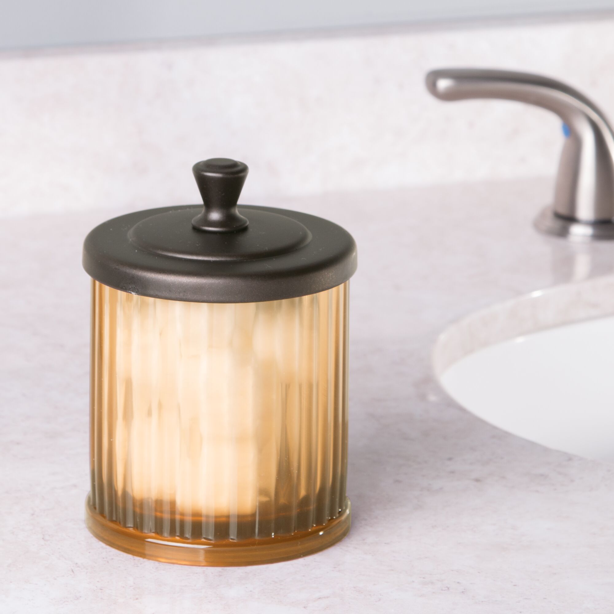 2 Pack mDesign Fluted Vanity Storage Apothecary Canister Jar