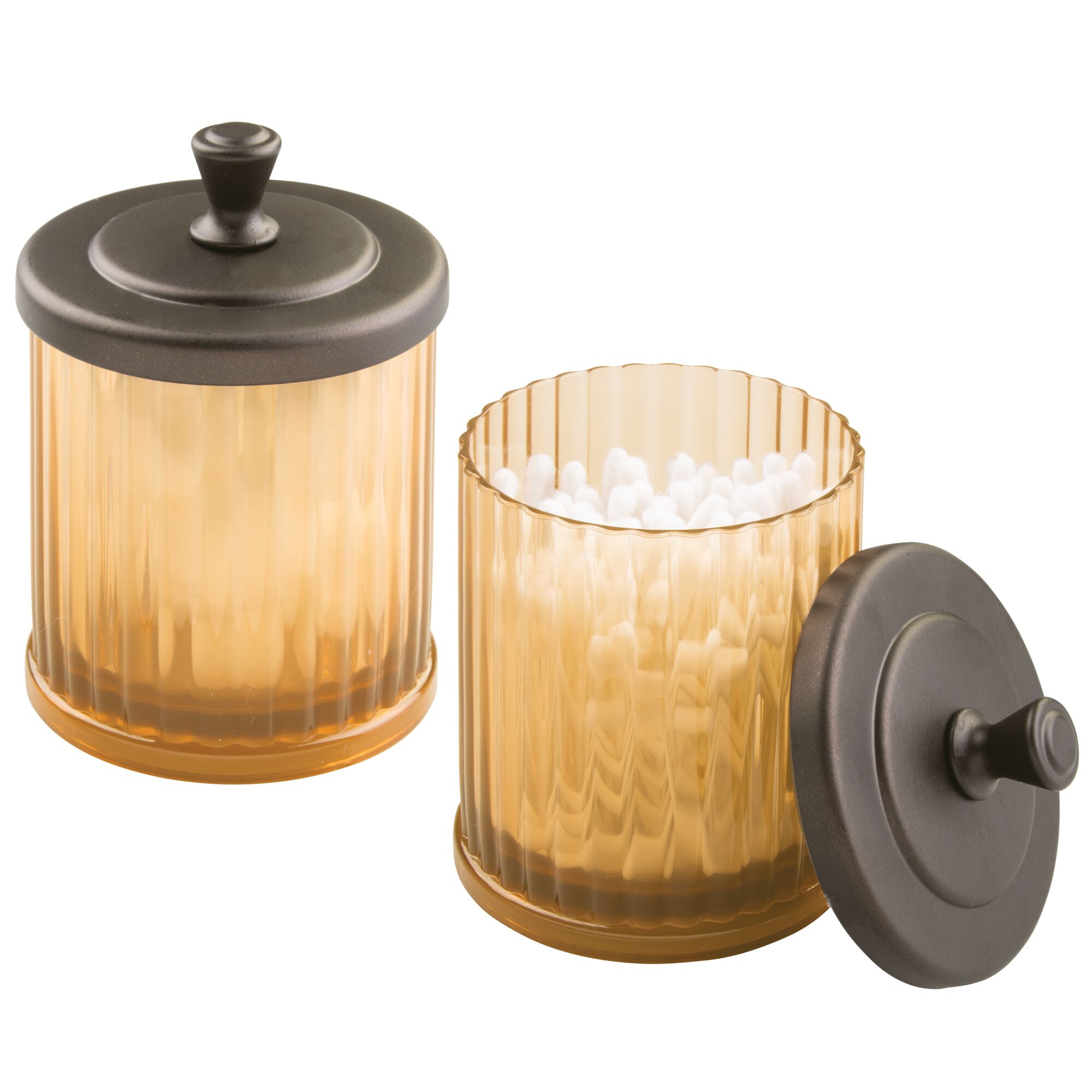 2 Pack mDesign Fluted Vanity Storage Apothecary Canister Jar