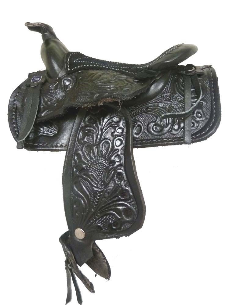 Crafts Miniature Horse Saddle Genuine Tooled Leather 5" Seat Western