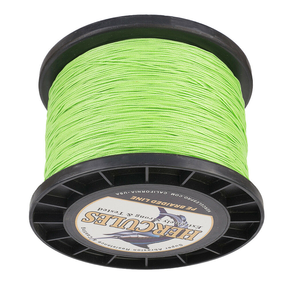 Hercules 10-300lb PE Braided Fishing Line 8 Strand Fluorescent Green Weave 1000M