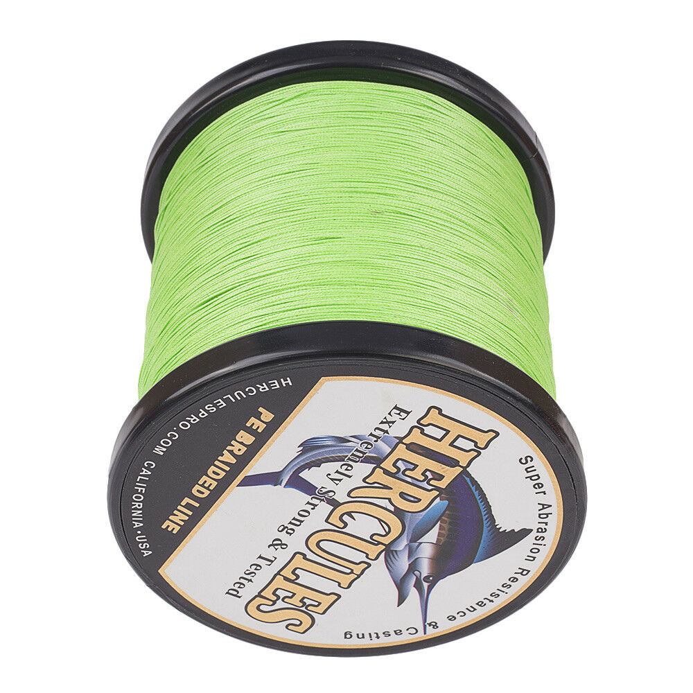 Hercules 10-300lb PE Braided Fishing Line 8 Strand Fluorescent Green Weave 1000M