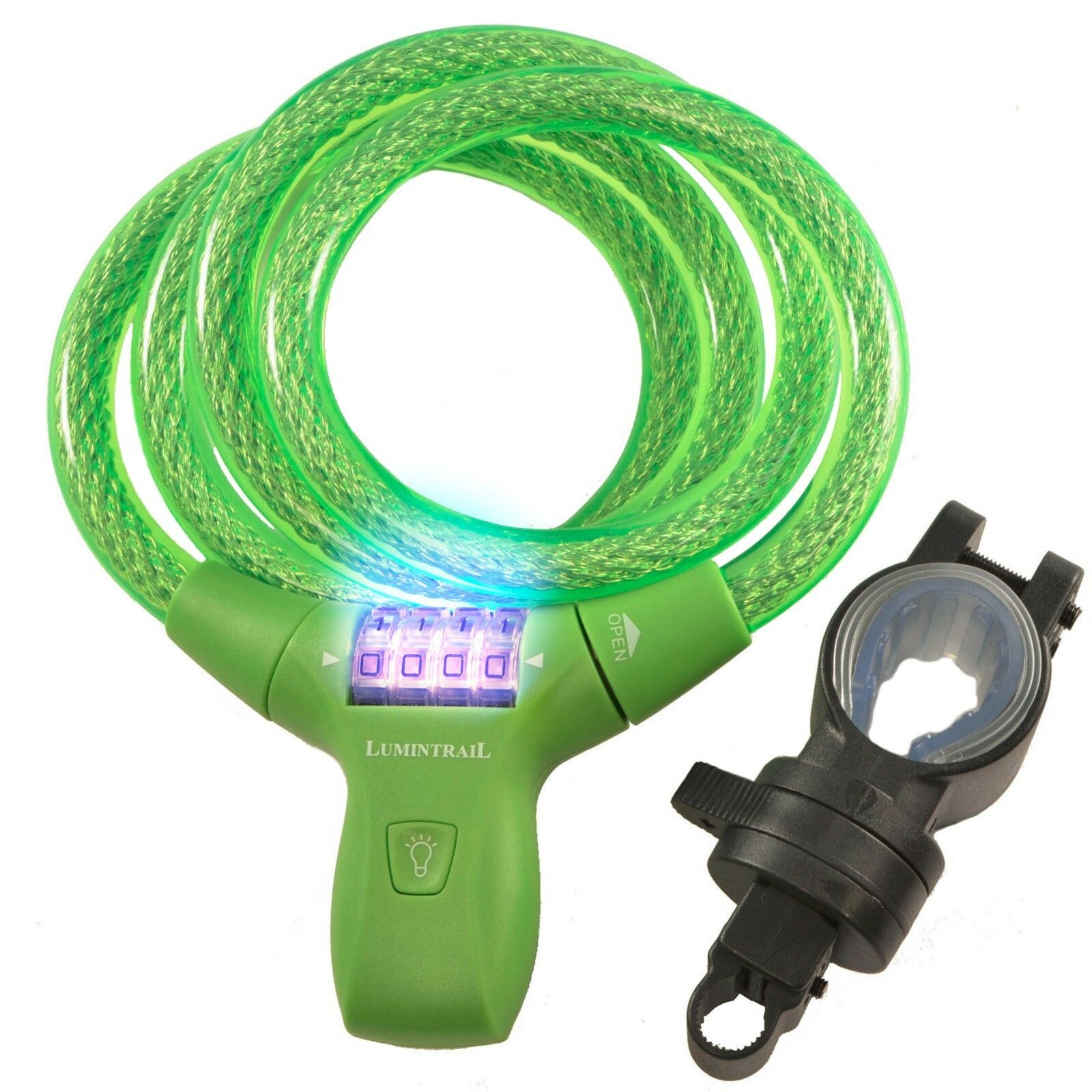 Lumintrail Bicycle 4 Digit Combination Cable Lock and U-Lock with Mount Brackets