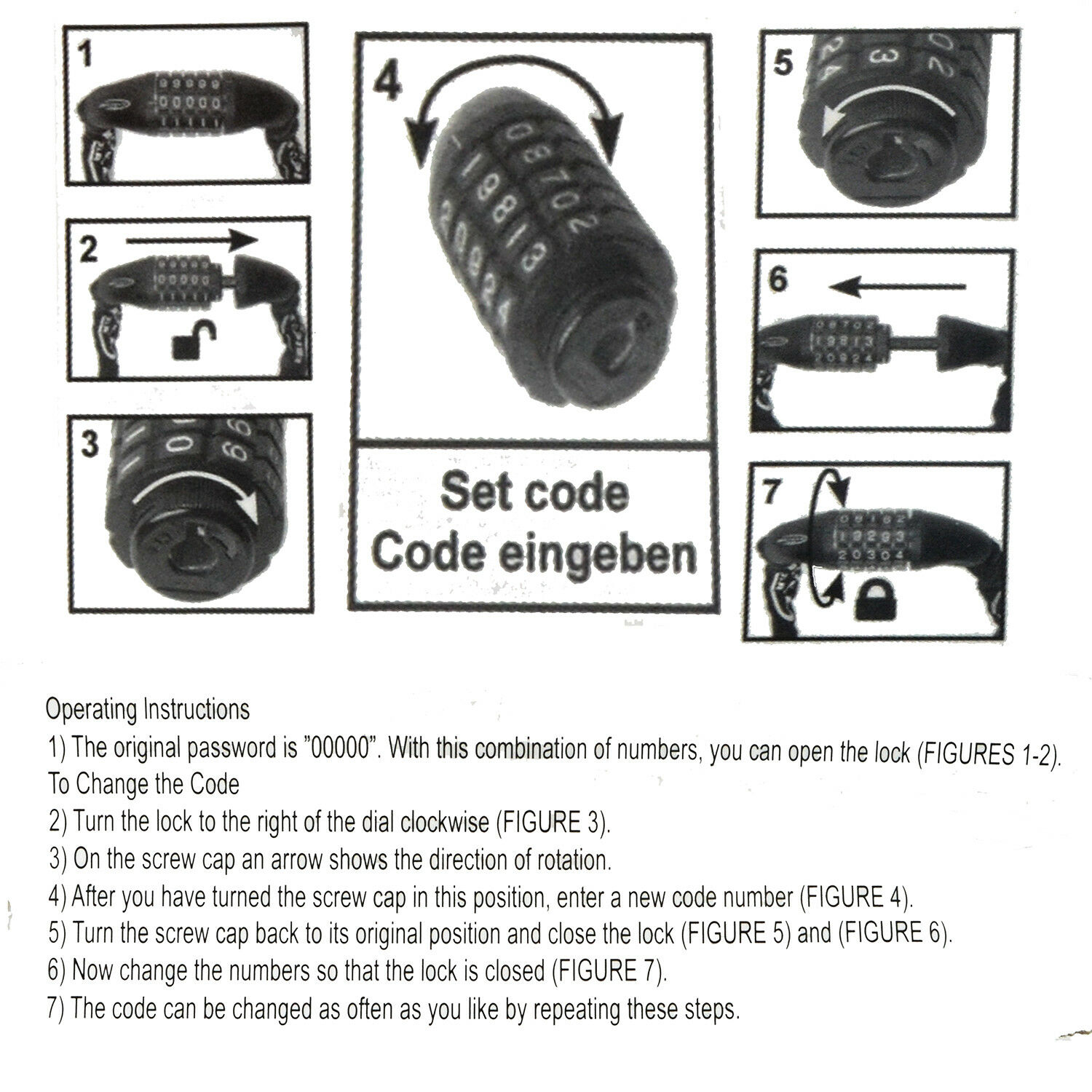 Lumintrail Bike Combination Chain Lock Light Security Anti-theft Durable Strong