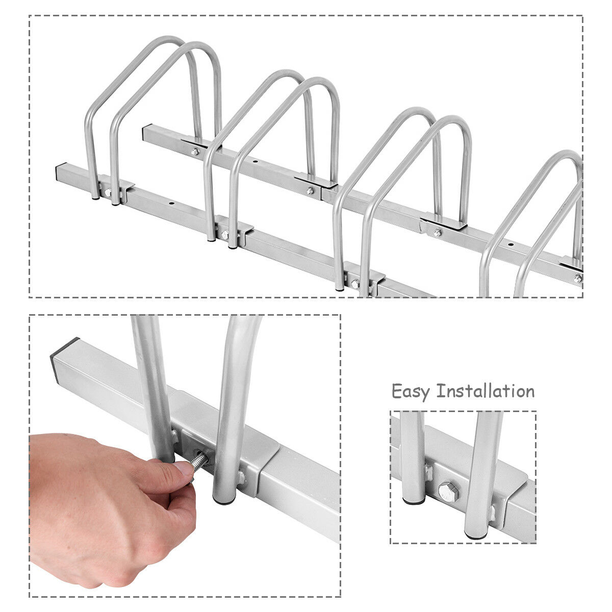 4//5//6 Bike Bicycle Stand Parking Garage Storage Organizer Cycling Rack Silver