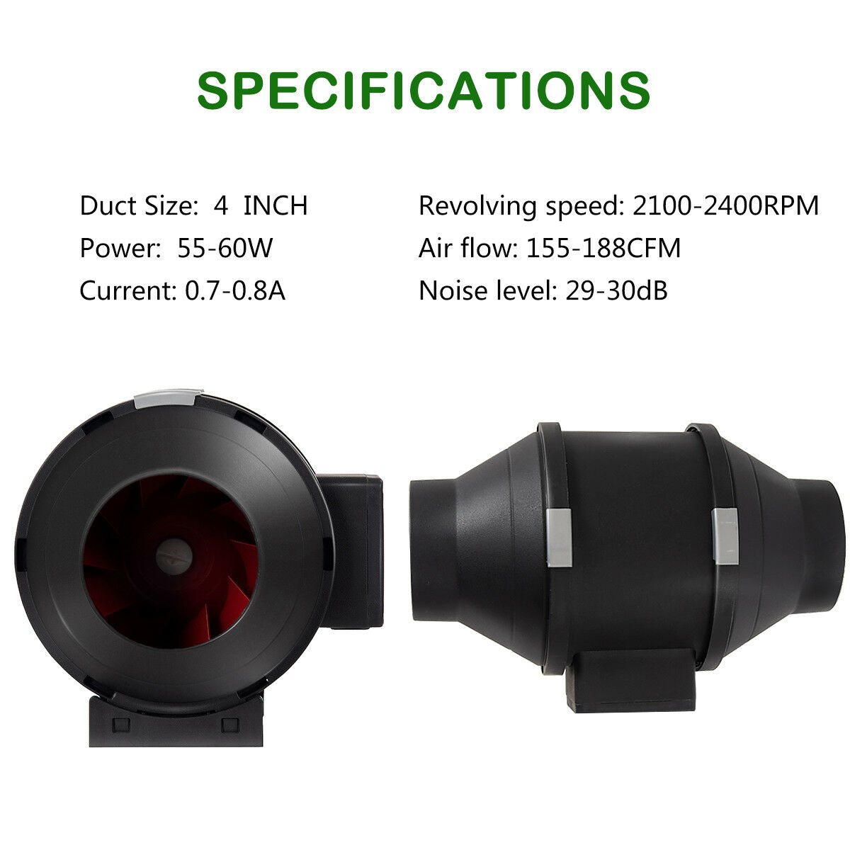 4/" 6/" 8/" Inch Inline Duct Fan Ventilation Exhaust Plastic Fan w//Speed Controller