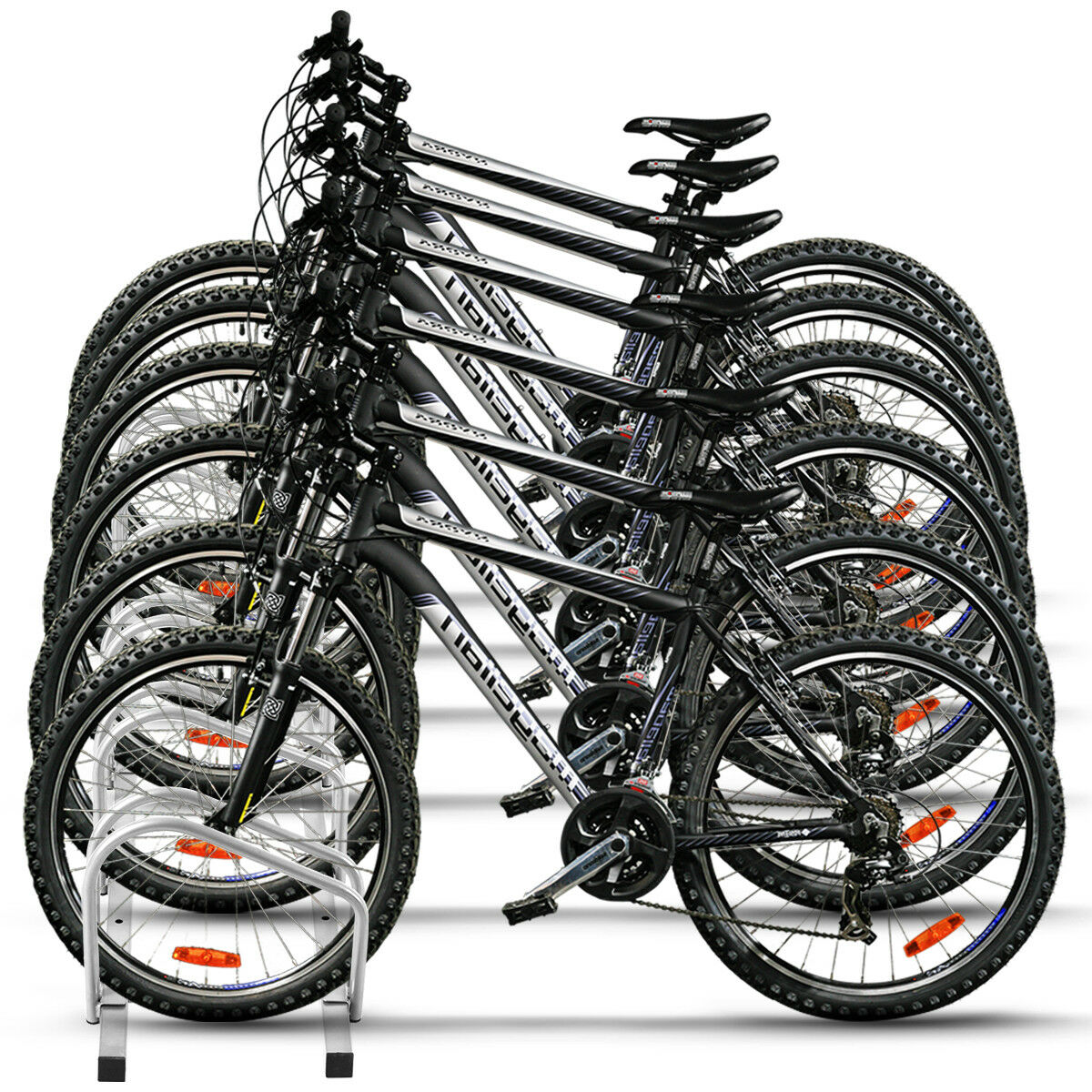 4//5//6 Bike Bicycle Stand Parking Garage Storage Organizer Cycling Rack Silver