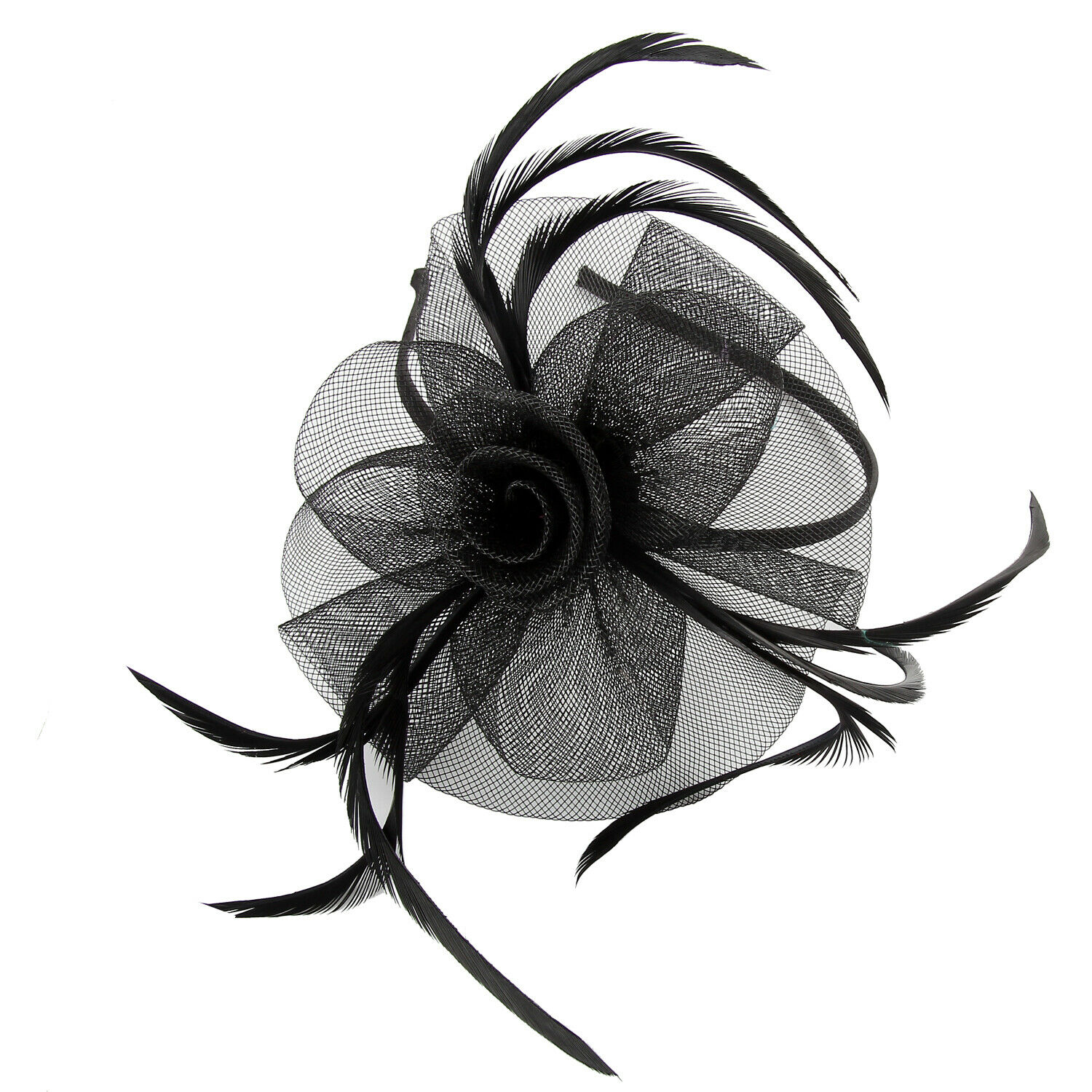 Elegante Fiore Piuma Cerchietto Fascinator con Cappello Matrimonio Donna Headwear