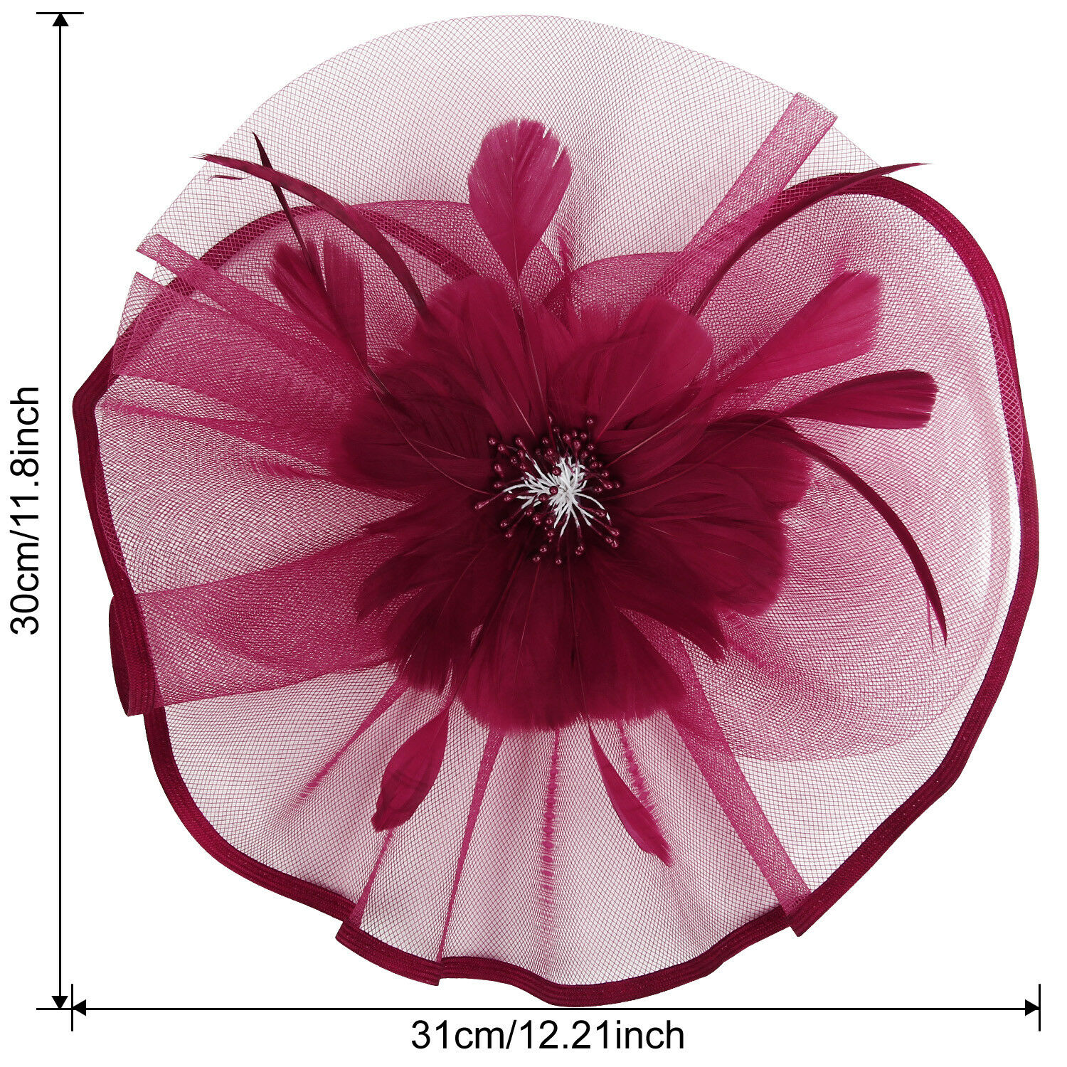 Elegante Fiore Piuma Cerchietto Fascinator con Cappello Matrimonio Donna Headwear