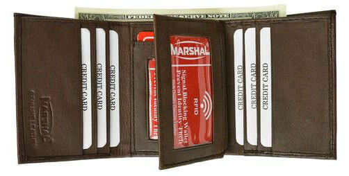 Mens RFID Blocking Leather Wallet Identity Theft Signal Scan Proof Technology
