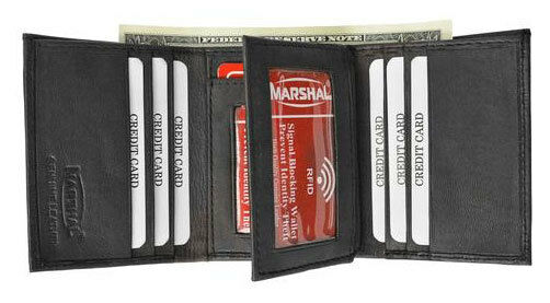 Mens RFID Blocking Leather Wallet Identity Theft Signal Scan Proof Technology