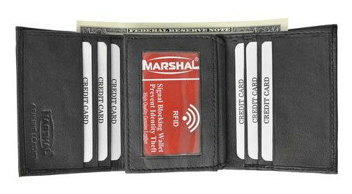 Mens RFID Blocking Leather Wallet Identity Theft Signal Scan Proof Technology