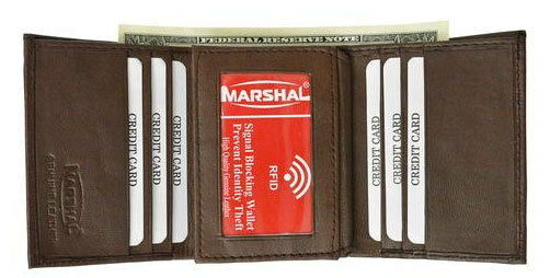 Mens RFID Blocking Leather Wallet Identity Theft Signal Scan Proof Technology