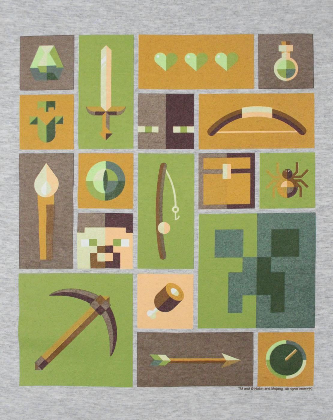 Minecraft Creeper Explorer Grey Short Sleeve Boy/'s T-Shirt