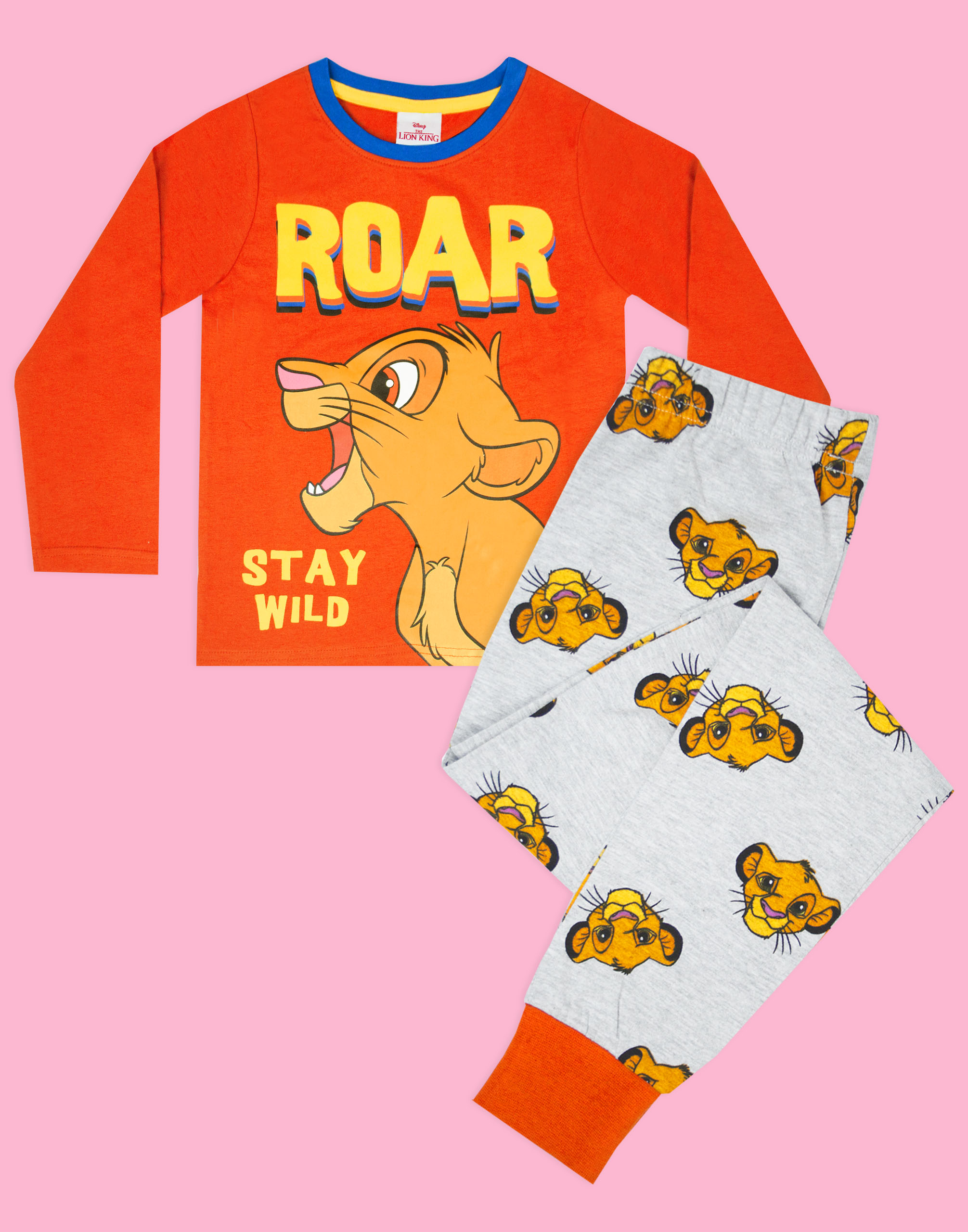 Disney Lion King Simba Roar Boys//Kids Red Long Pyjamas Sleepwear Set
