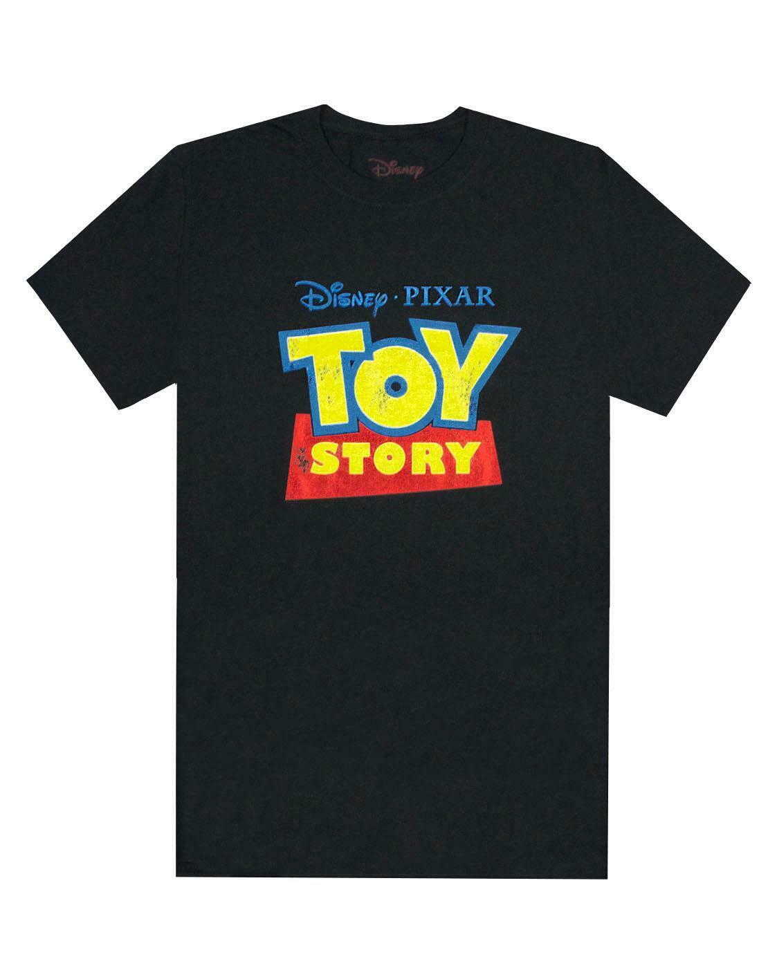Disney Pixar Toy Story Distressed Logo Women/'s Boyfriend Fit Black T-Shirt