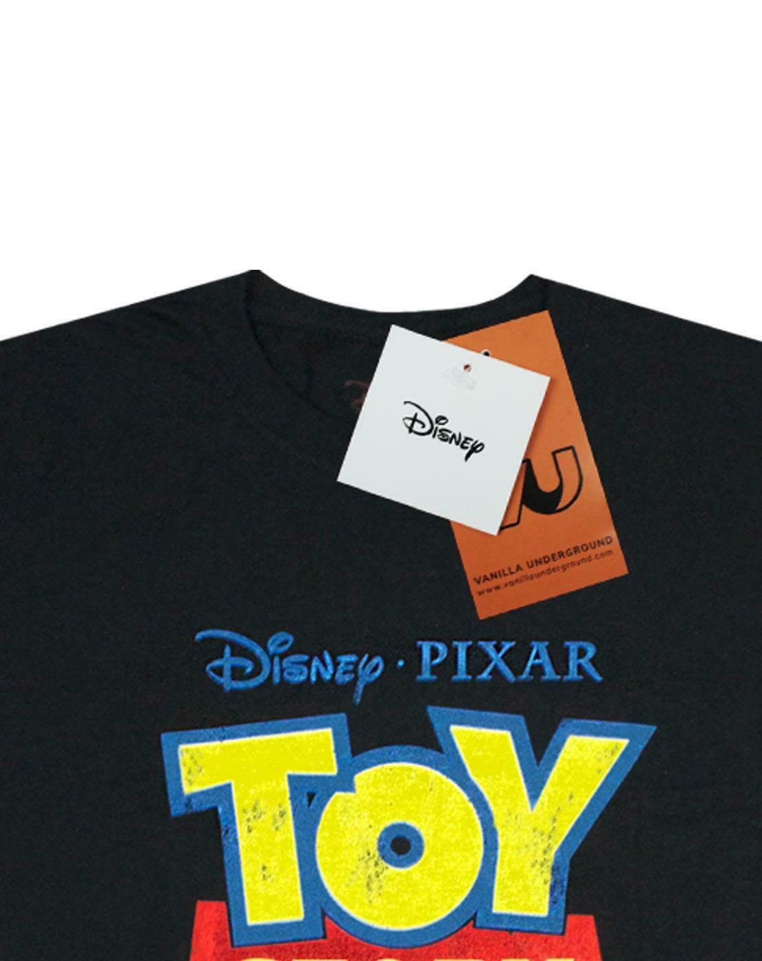 Disney Pixar Toy Story Distressed Logo Women/'s Boyfriend Fit Black T-Shirt